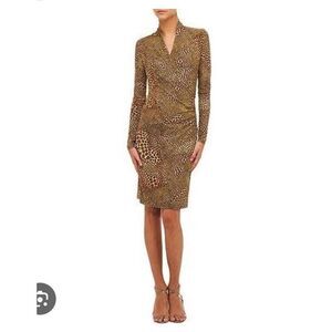 Norma Kamali Leopard Print Faux Wrap Dress Size Medium